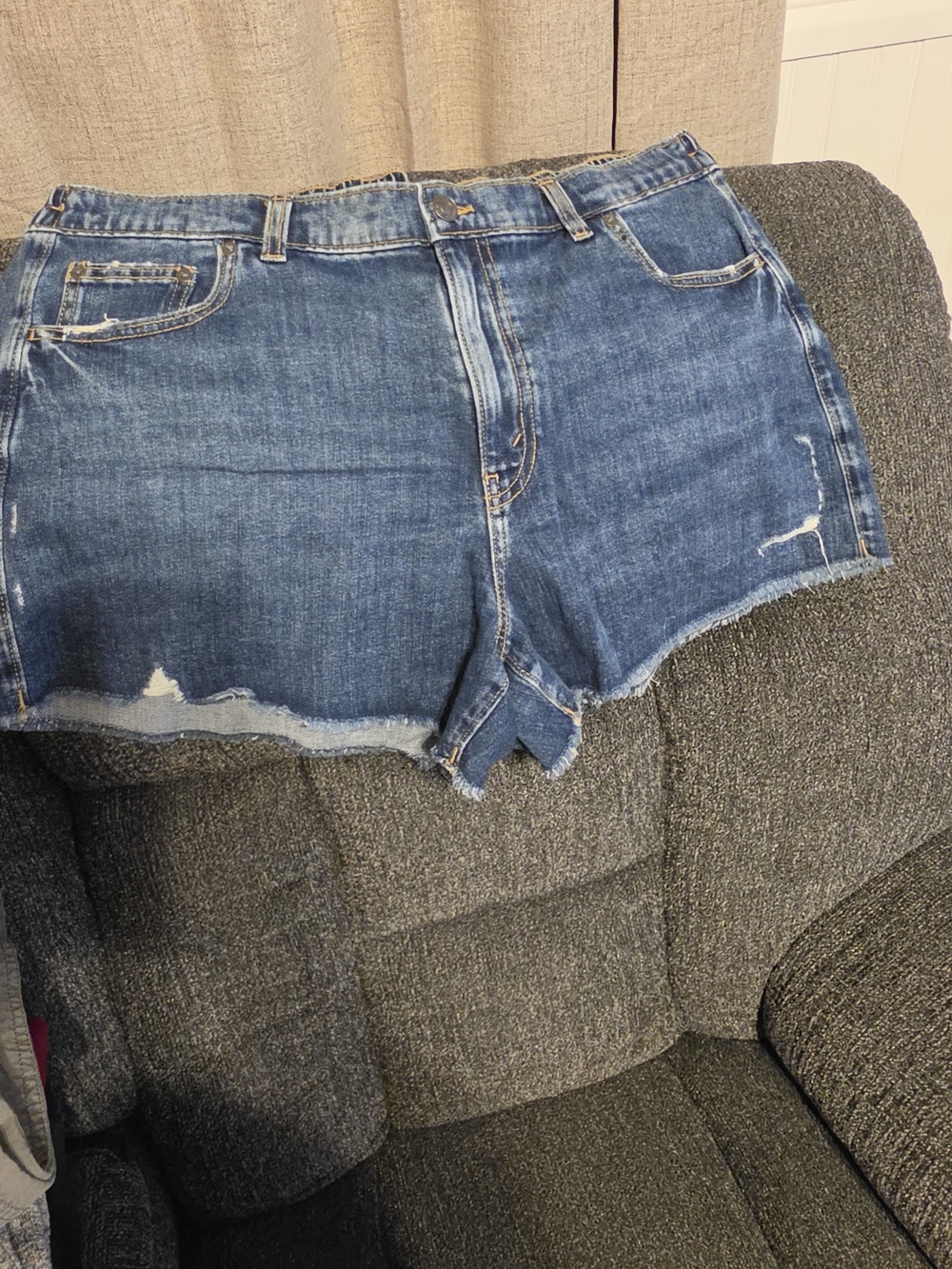 aerie Distressed Dark Blue Denim Cutoff Shorts